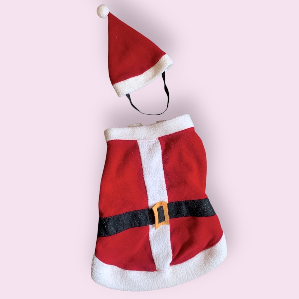 Dog Santa Costume Set - Red and White